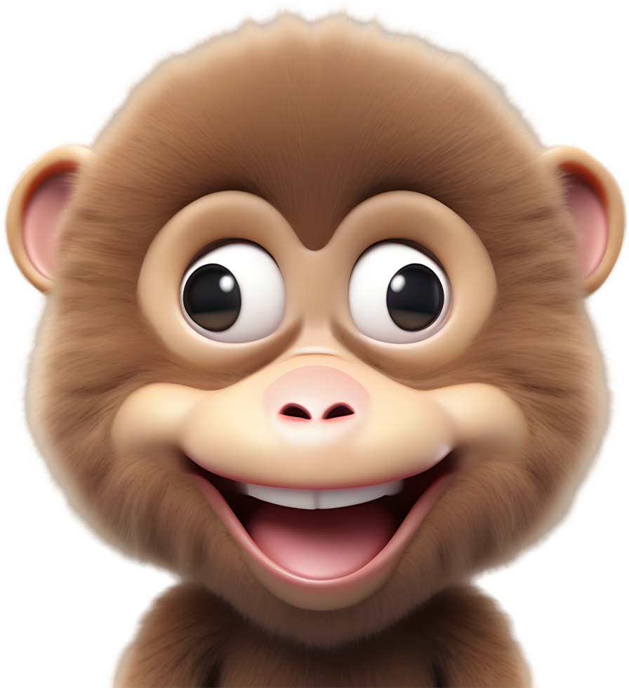 Adorable Cartoon Monkey Illustration with Fluffiness. AI-generated. png