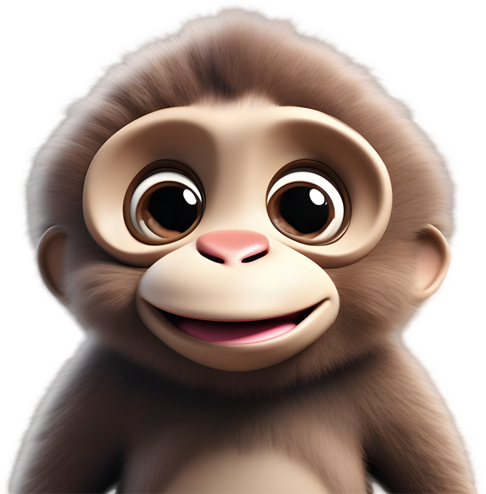 Adorable Cartoon Monkey Illustration with Fluffiness. AI-generated. png