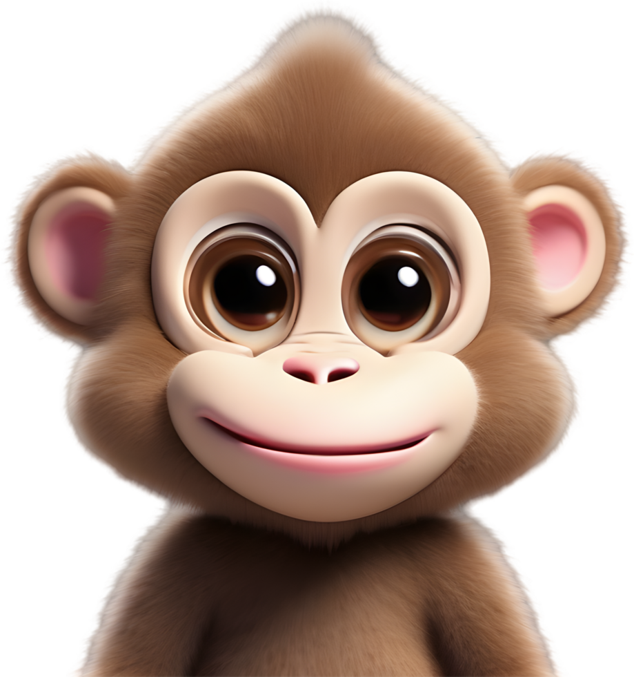 Adorable Cartoon Monkey Illustration with Fluffiness. AI-generated. png