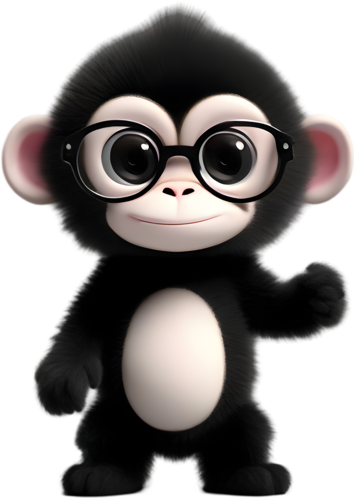 Adorable Cartoon Monkey Illustration with Fluffiness. AI-generated. png
