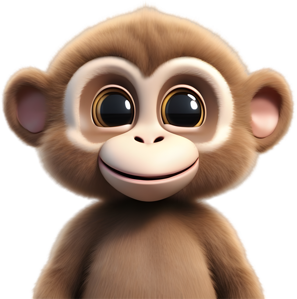 Adorable Cartoon Monkey Illustration with Fluffiness. AI-generated. png