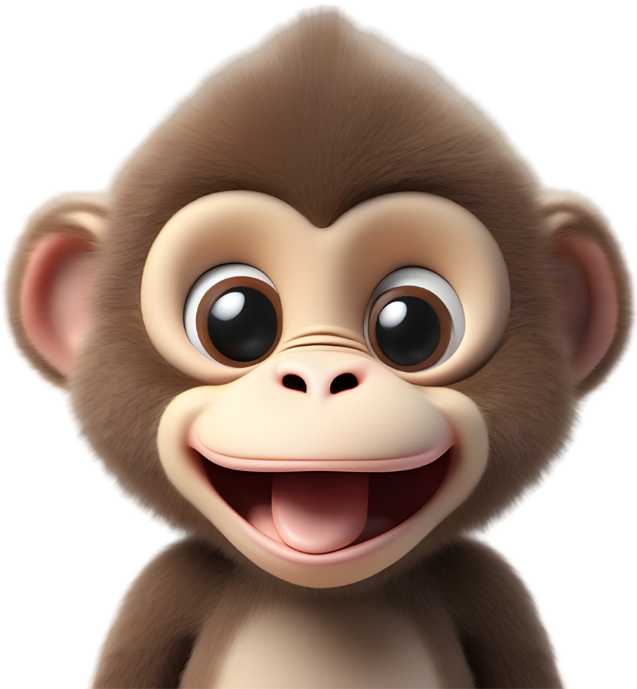 Adorable Cartoon Monkey Illustration with Fluffiness. AI-generated. png