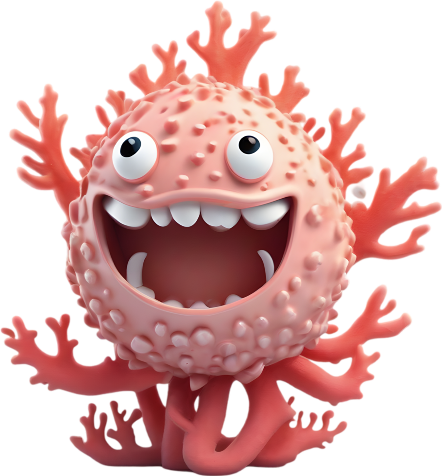 Smiling Coral Reef Cartoon Clipart illustration. AI-generated. png