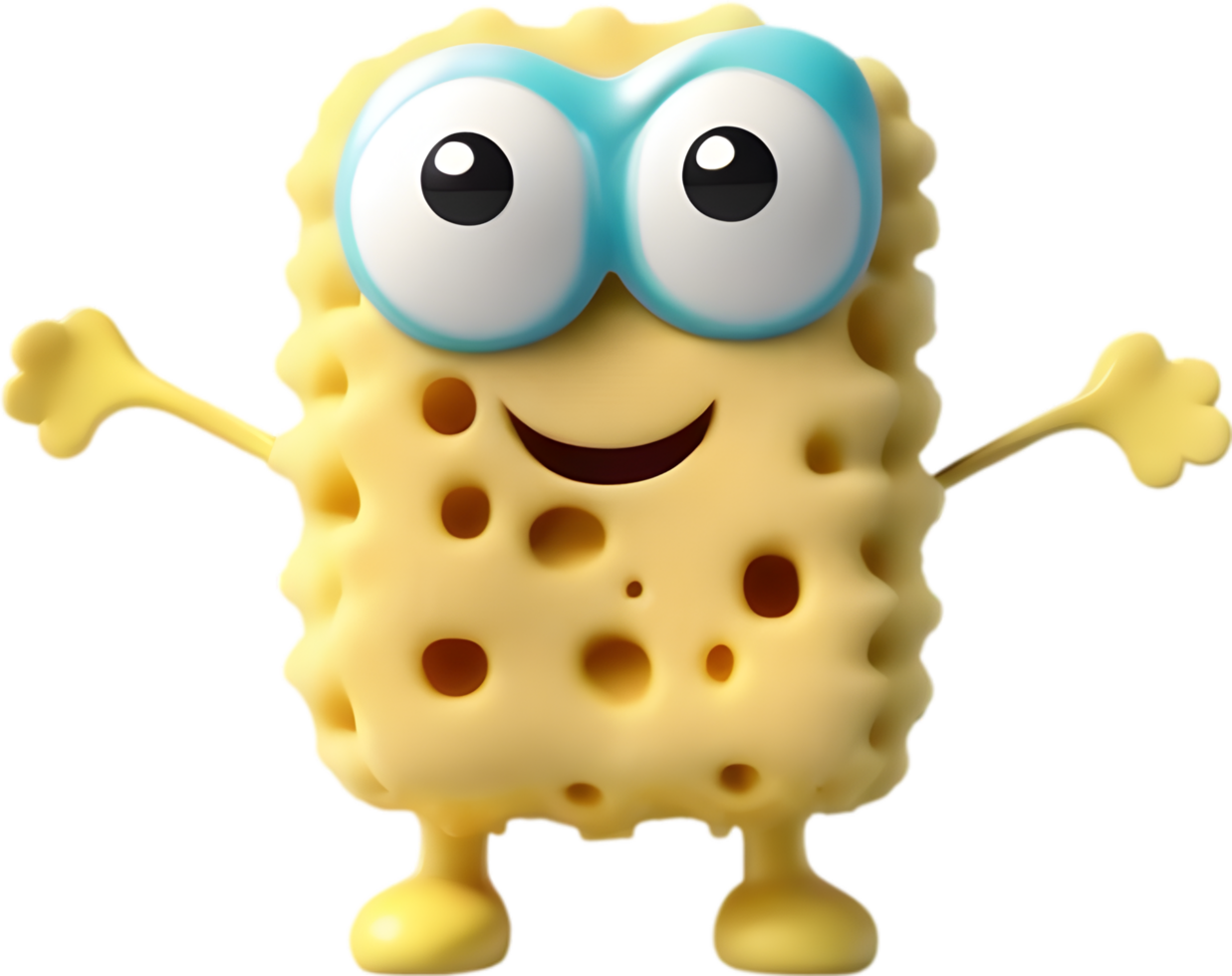 Smiling Cartoon Sponge Clipart illustration. AI-generated. png