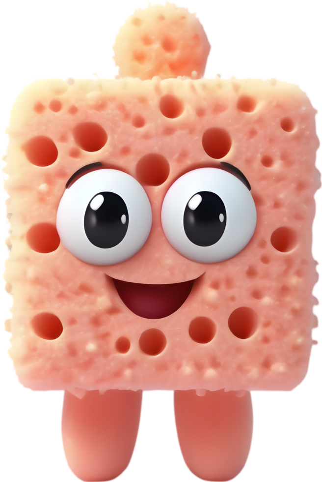 Smiling Cartoon Sponge Clipart illustration. AI-generated. png