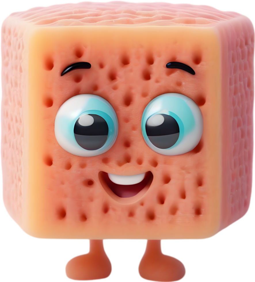 Smiling Cartoon Sponge Clipart illustration. AI-generated. png