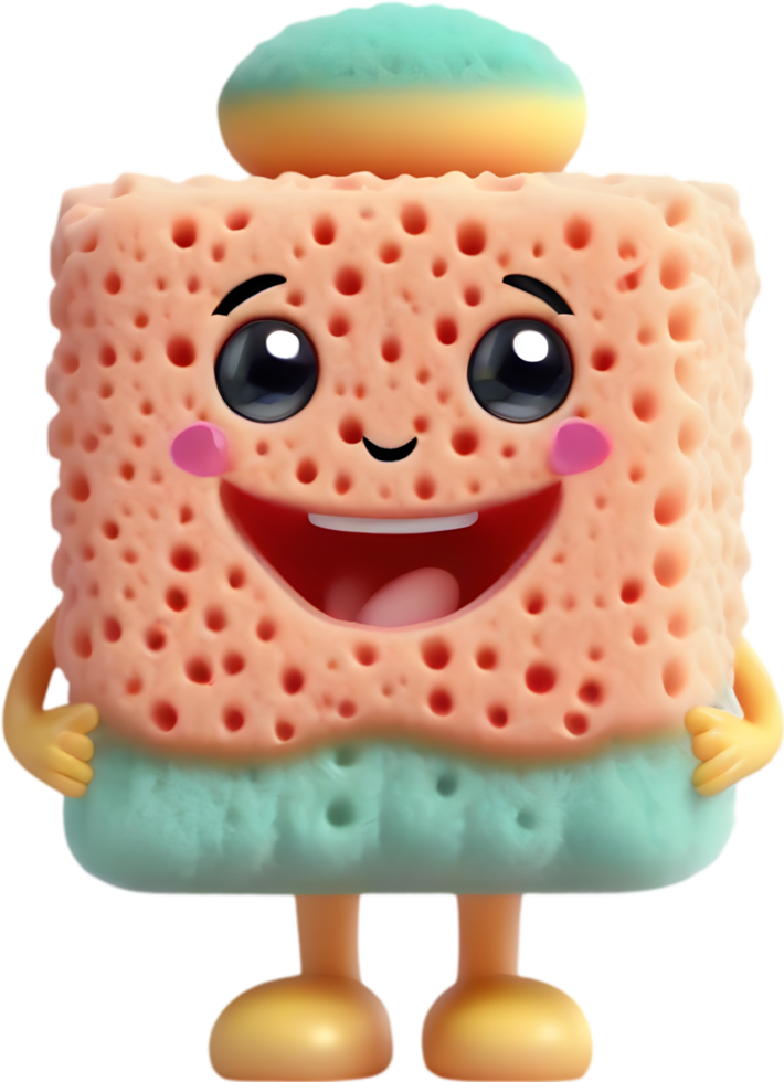 Smiling Cartoon Sponge Clipart illustration. AI-generated. png