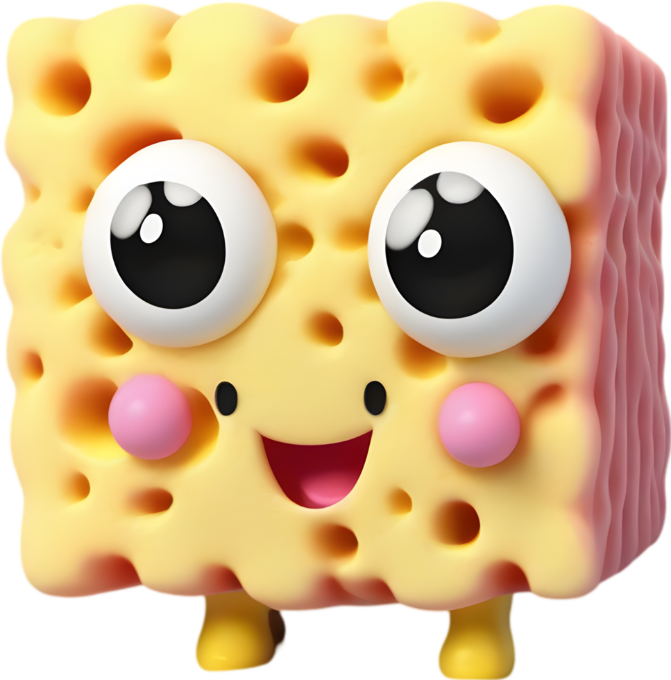 Smiling Cartoon Sponge Clipart illustration. AI-generated. png