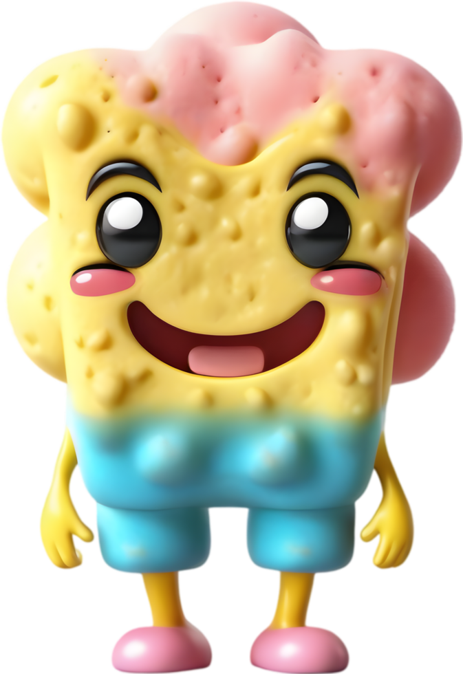 Smiling Cartoon Sponge Clipart illustration. AI-generated. png