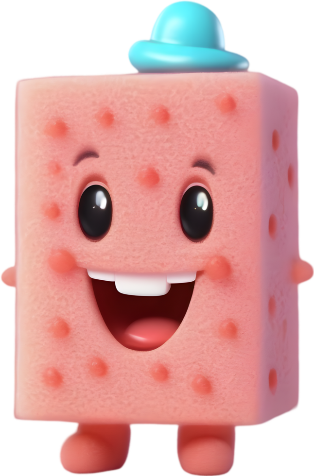 Smiling Cartoon Sponge Clipart illustration. AI-generated. png