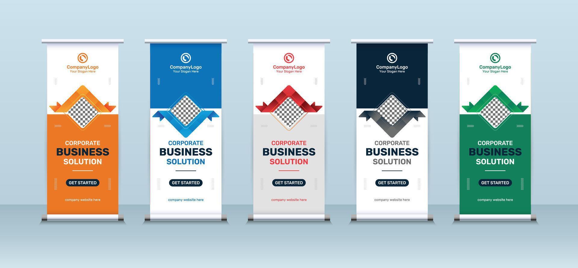 Modern business creative corporate stand banner or business roll up mockup template design vector