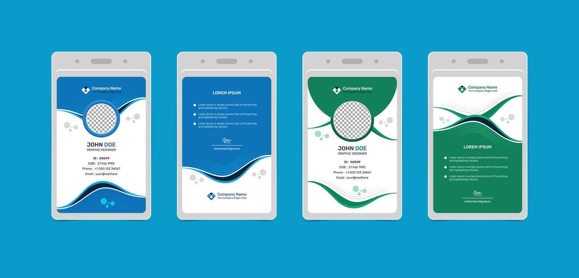 Business corporate id card with clean creative modern style concept in blue and green colors vector