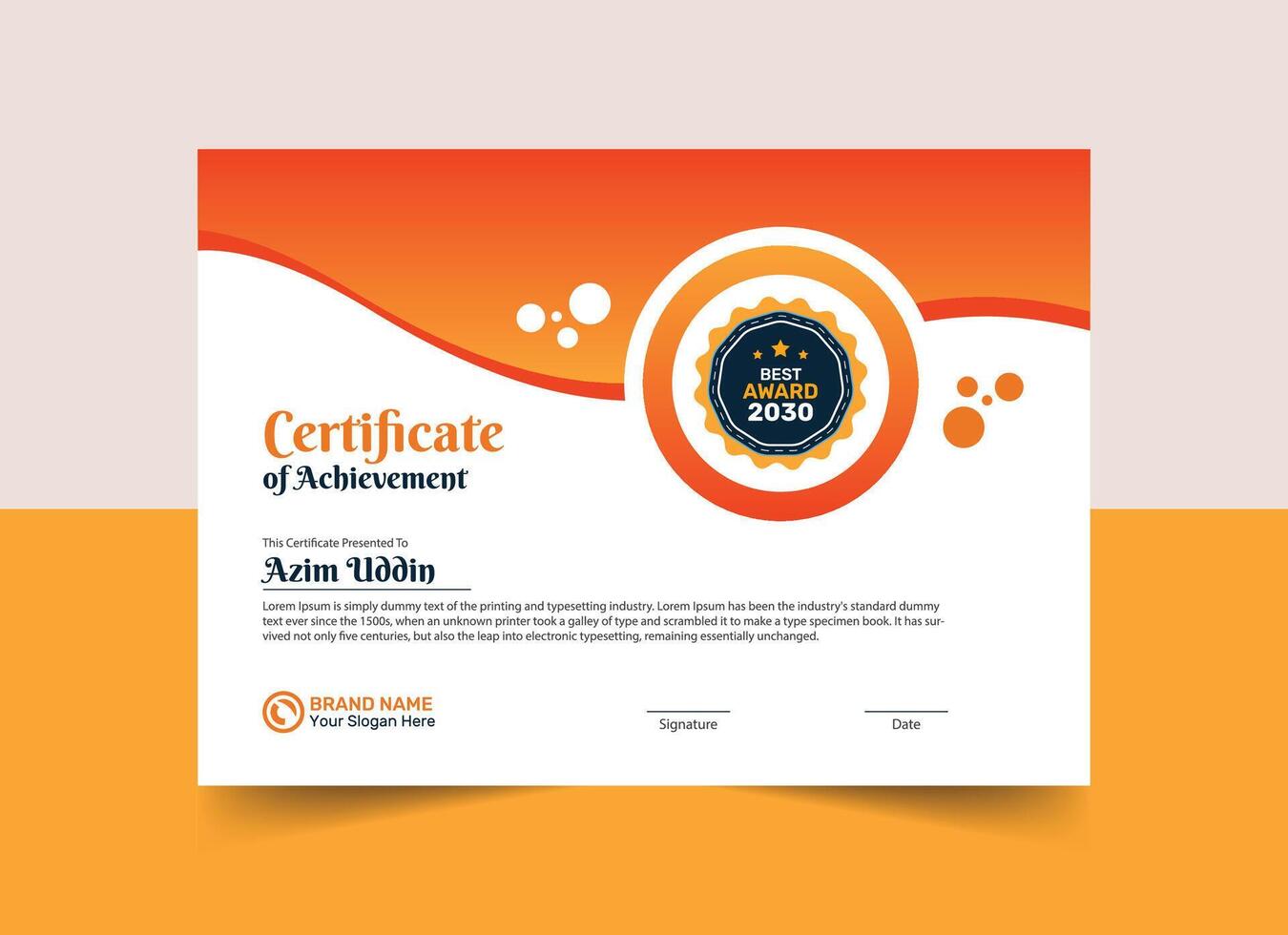 Modern business creative corporate minimalist certificate design template vector