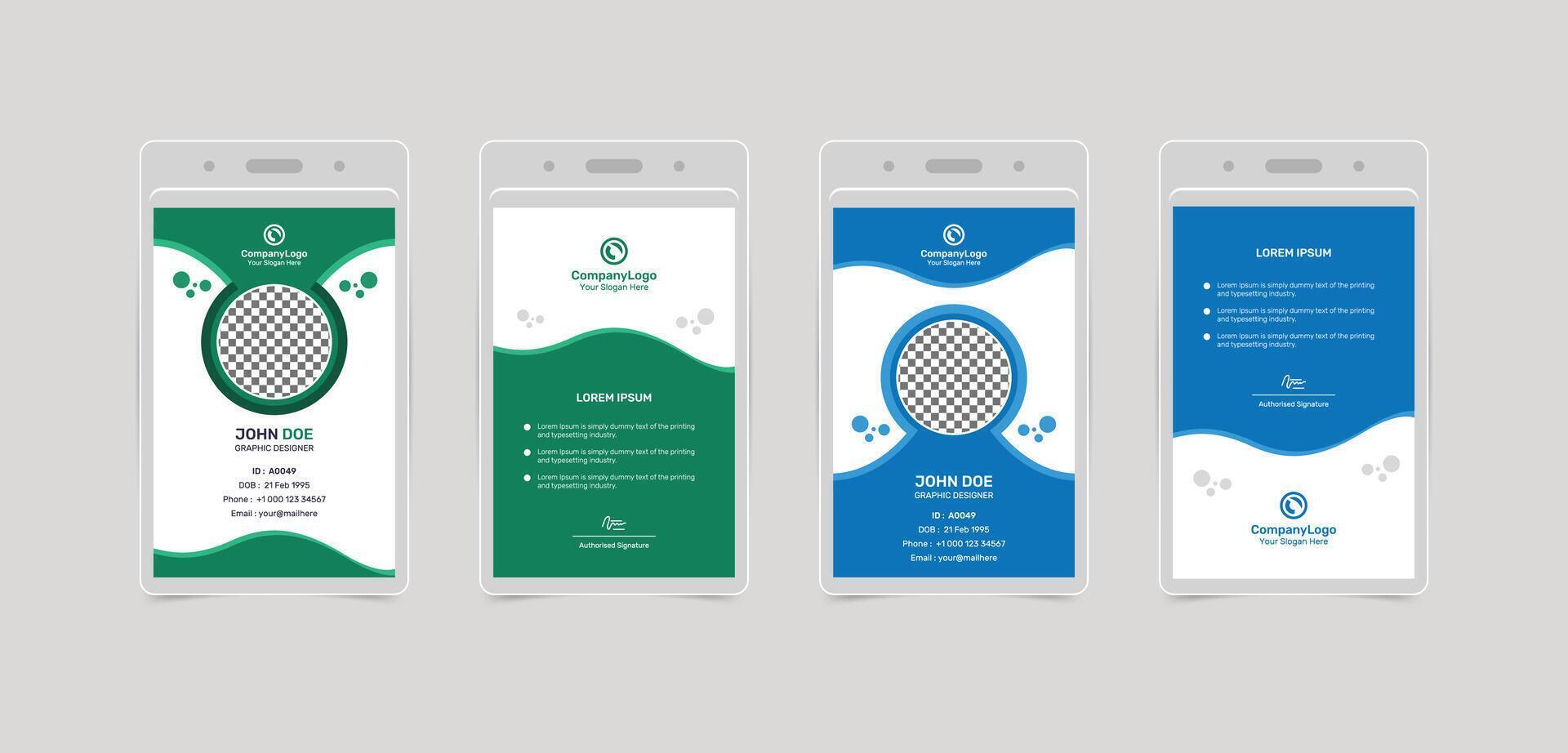 Modern business creative corporate company employee id card design with mockup template vector