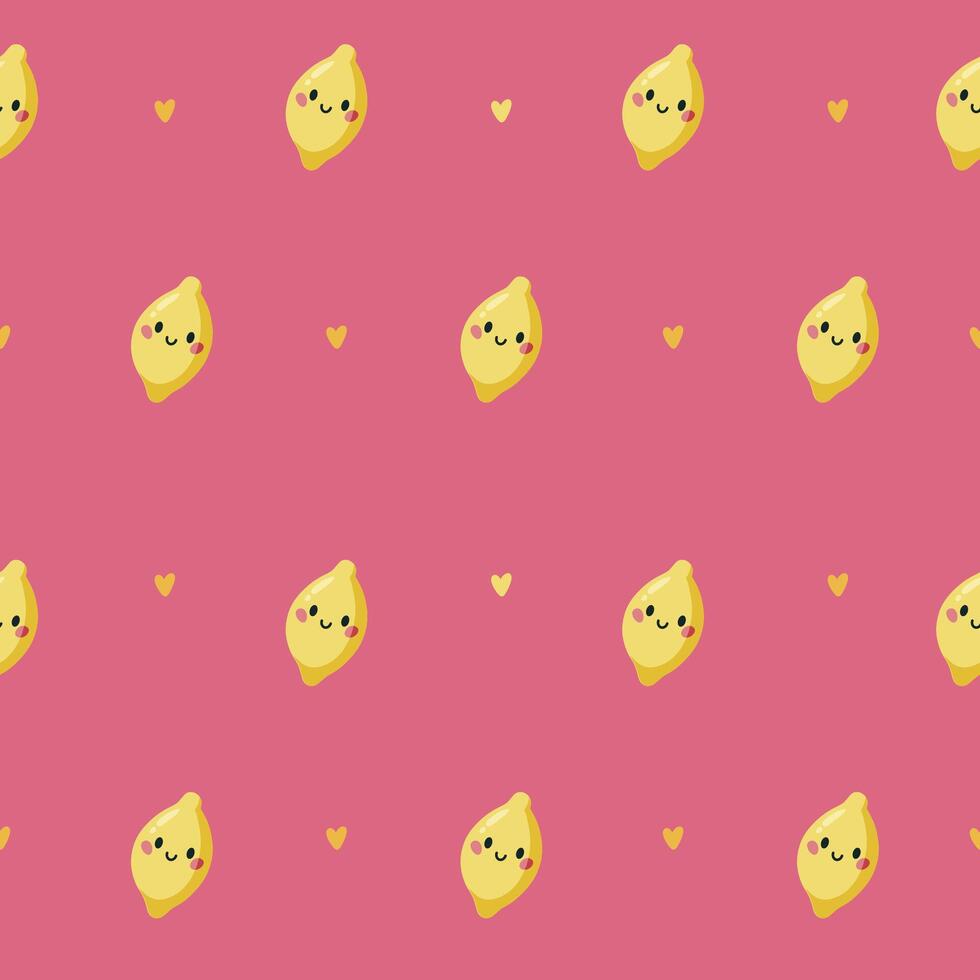 Colorful Summer Seamless kids Pattern with cute hand lemon vector