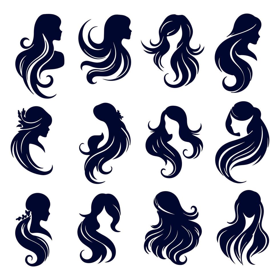 Elegant Hairstyles for Modern Women. vector