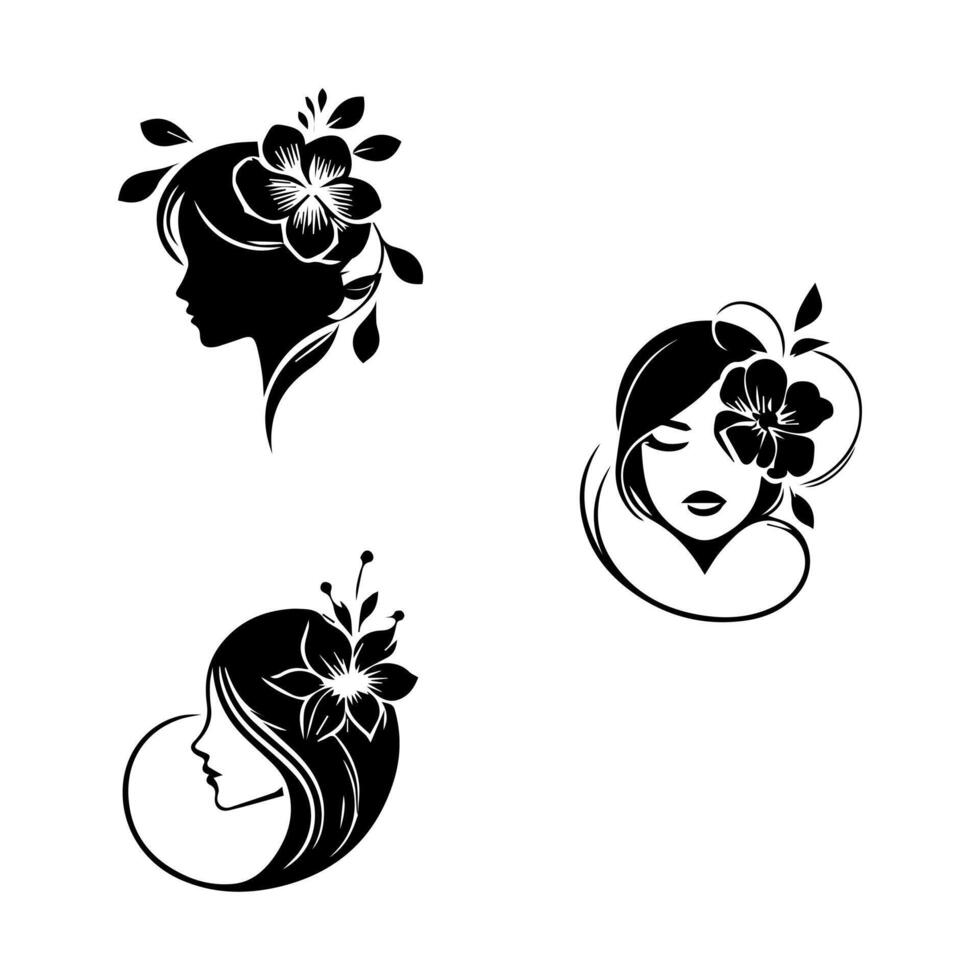 Outline flower set for artistic designs. vector