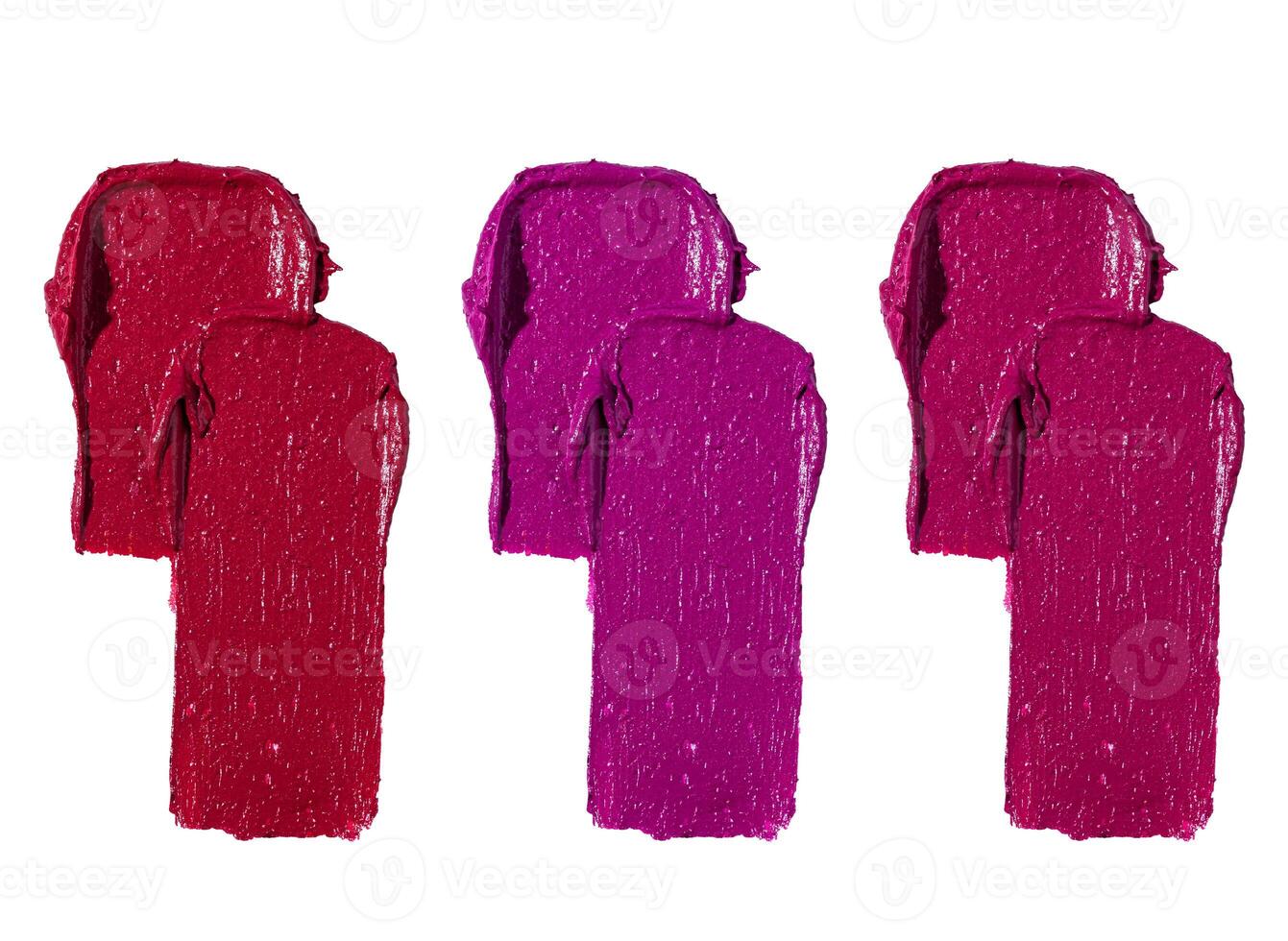 Various lipstick swatch stroke isolated on white photo
