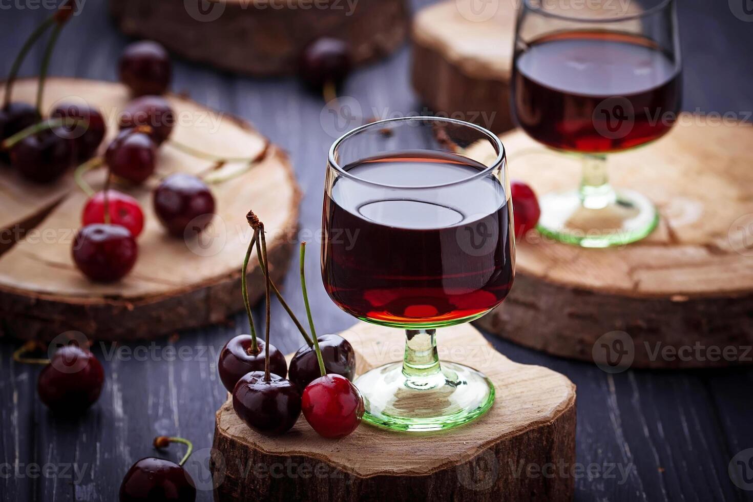 Glasses of cherry liquor photo
