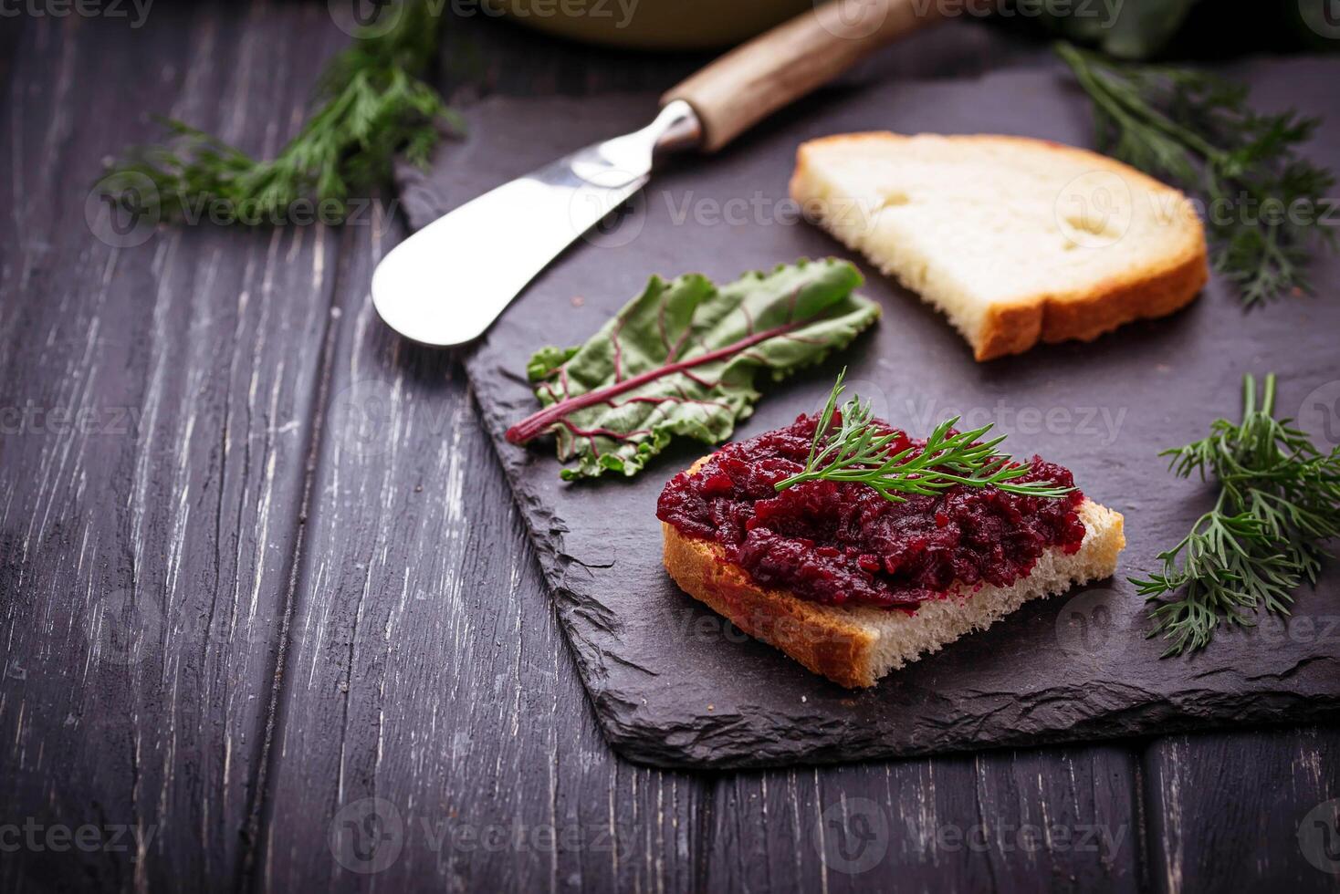 Beetroot caviar and toast photo