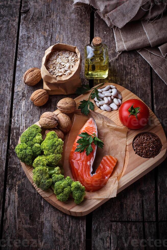 Cholesterol diet, healthy food for heart photo