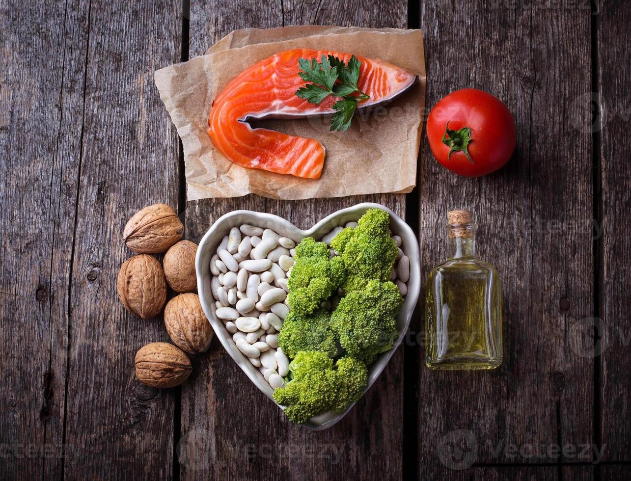 Cholesterol diet, healthy food for heart photo