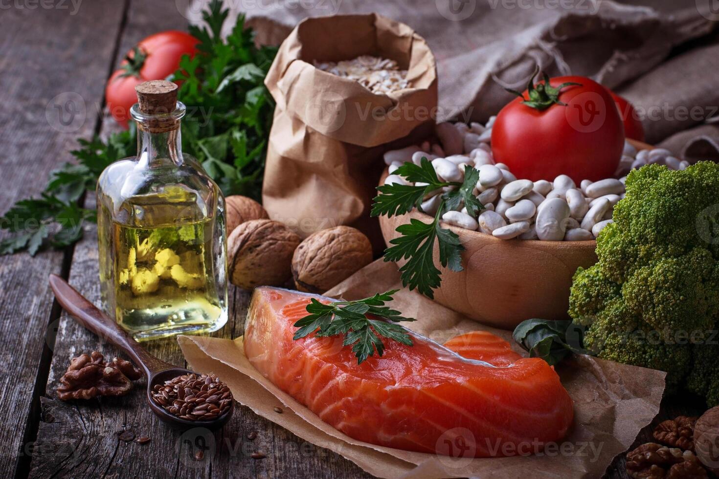 Cholesterol diet, healthy food for heart photo