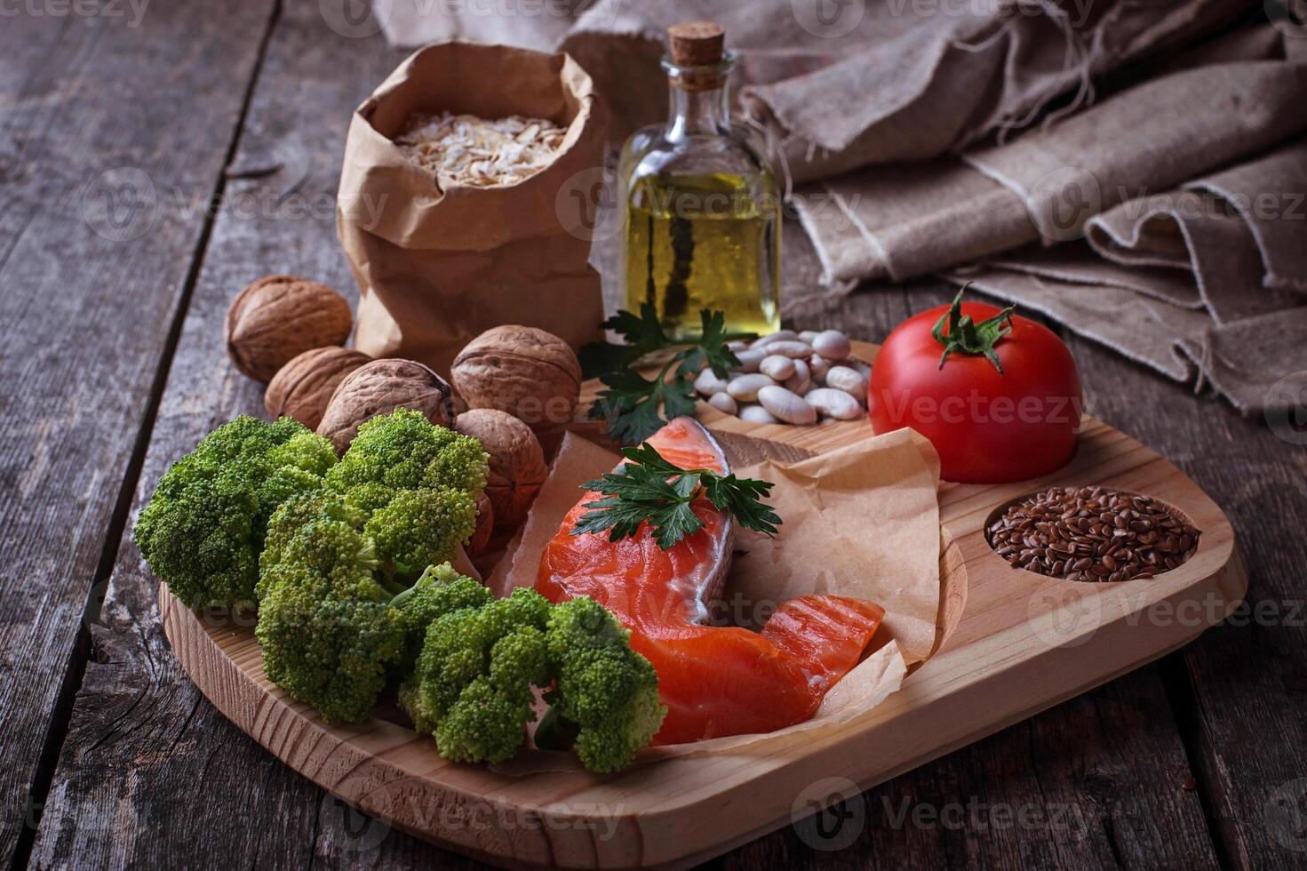 Cholesterol diet, healthy food for heart photo