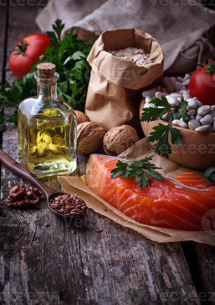 Cholesterol diet, healthy food for heart photo
