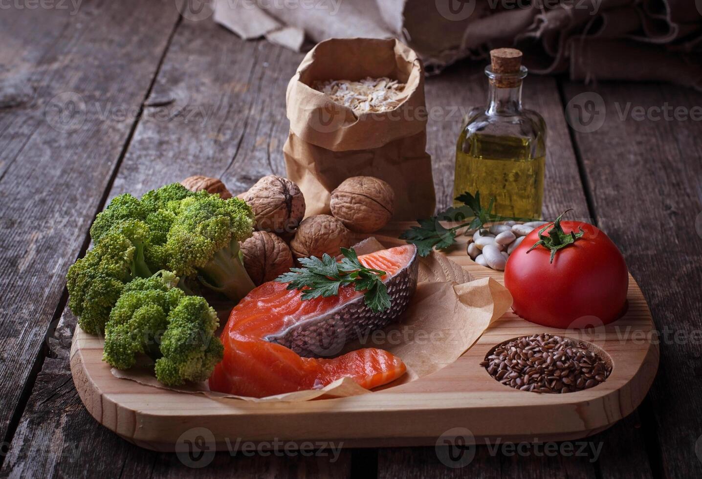 Cholesterol diet, healthy food for heart photo