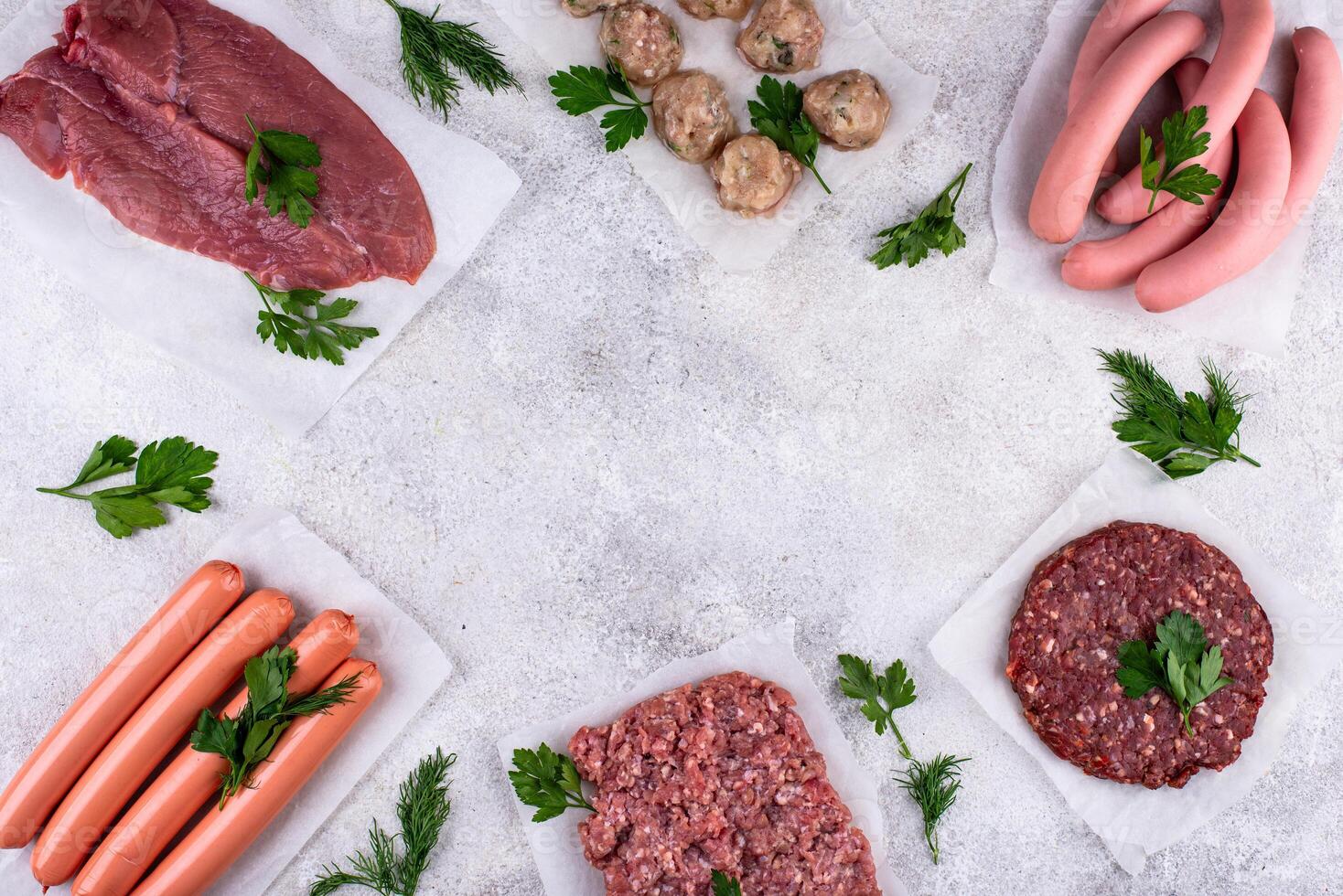Assortment of different vegan plant based meat photo