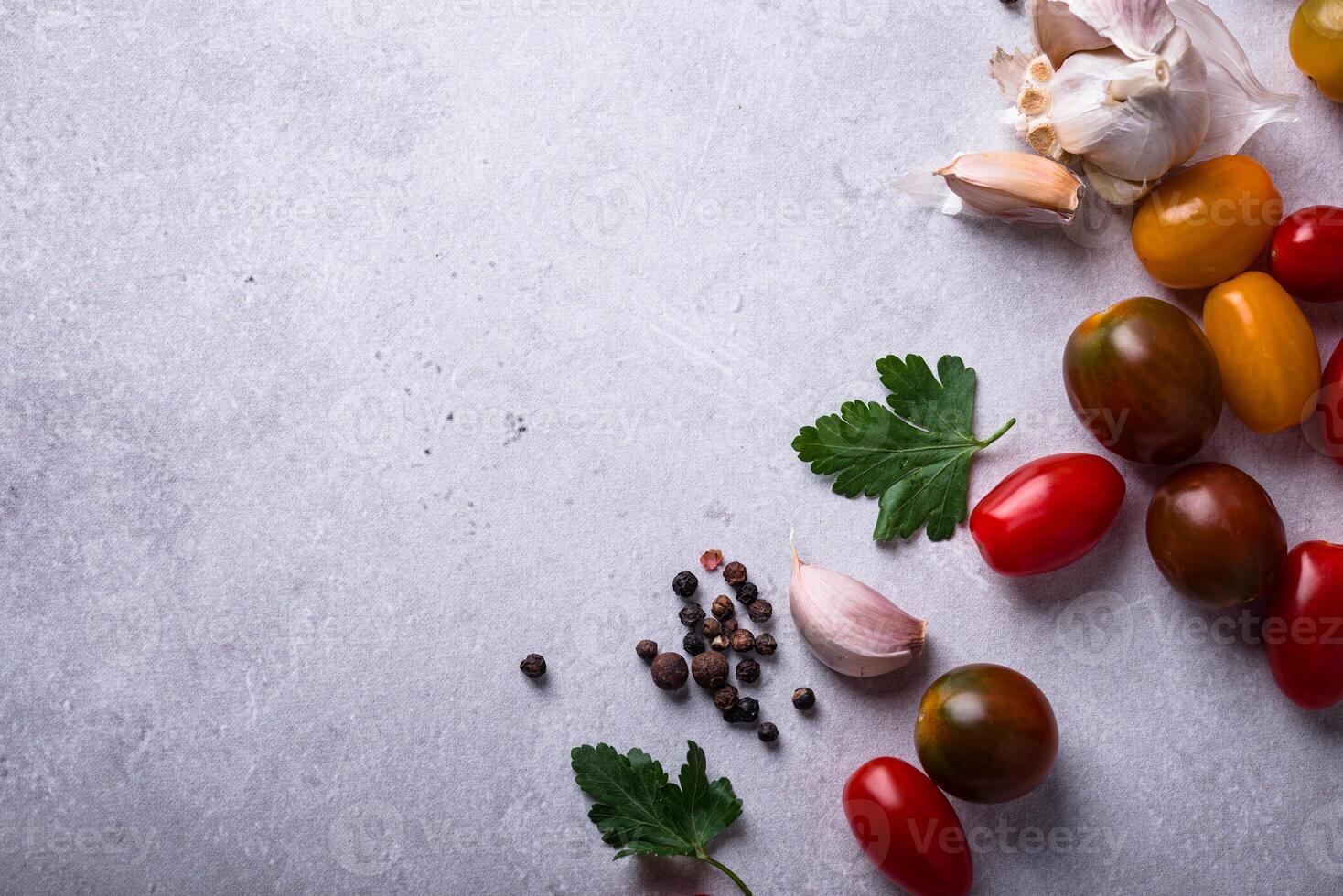 Assortment of different cherry tomatoes photo