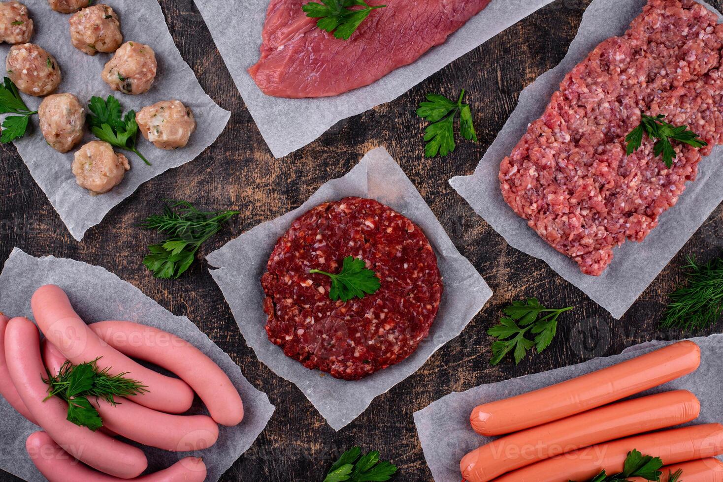 Assortment of different vegan plant based meat photo