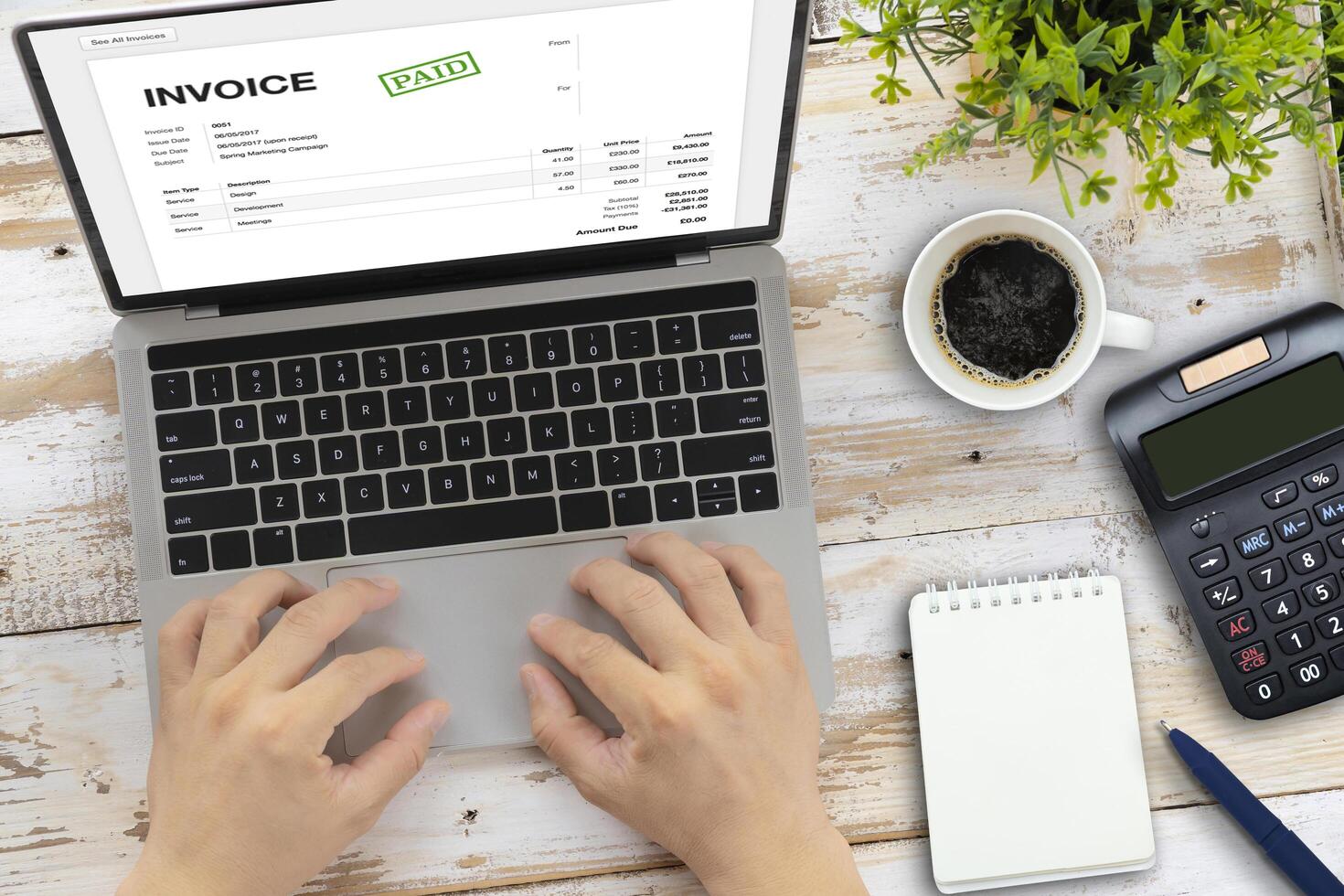 Digital invoice accounting and audit finance software photo
