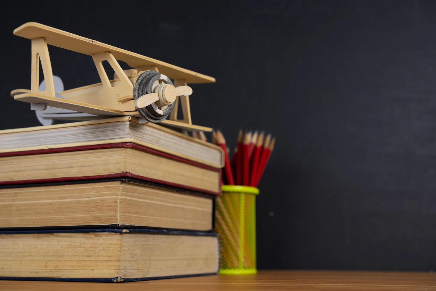 Plane model placed on the table photo