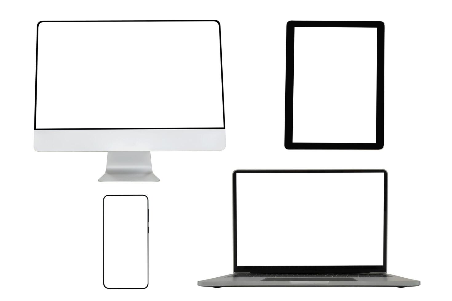 Mock up image of electronic gadgets isolated on white background. photo