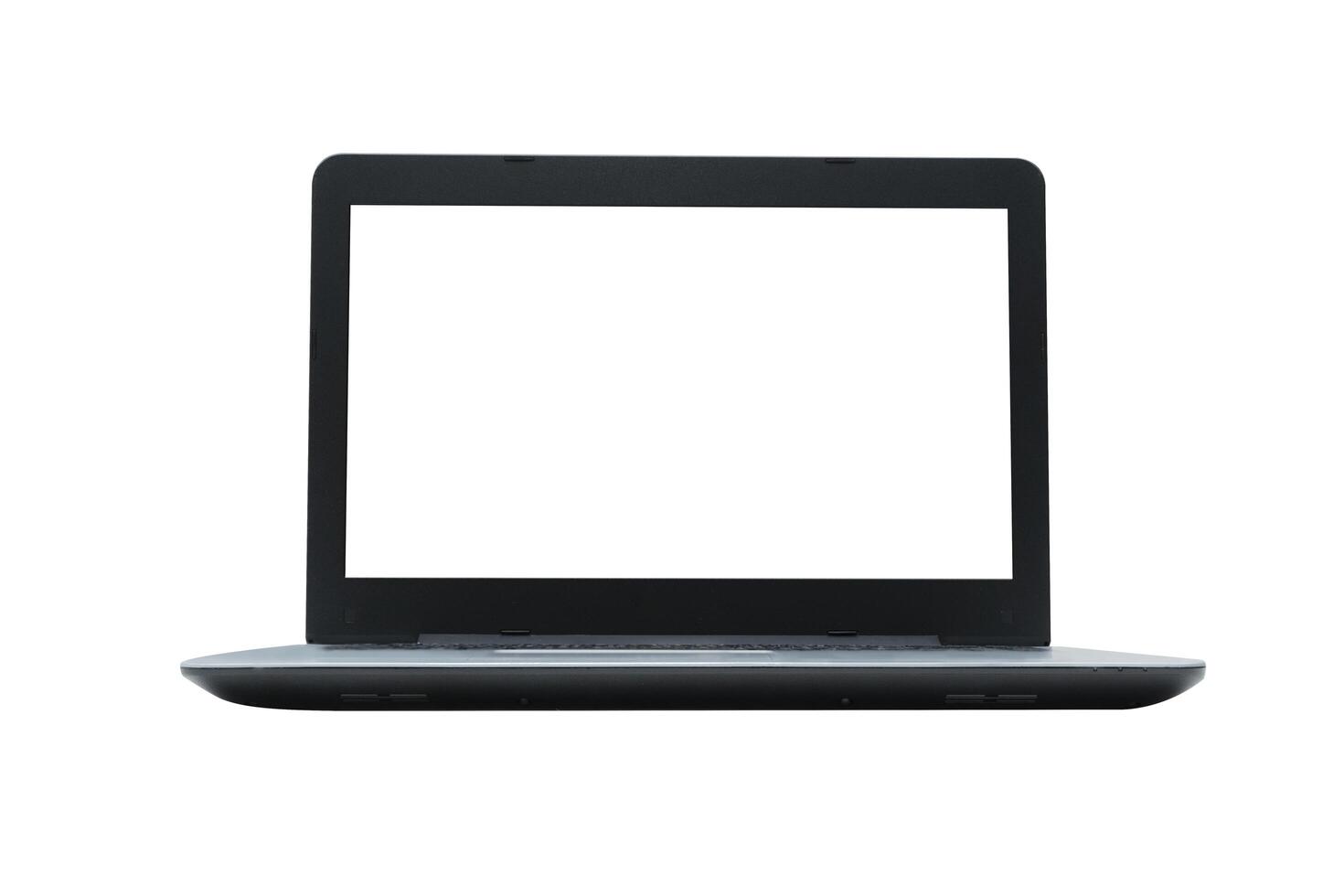 Laptop with a blank white screen isolated photo