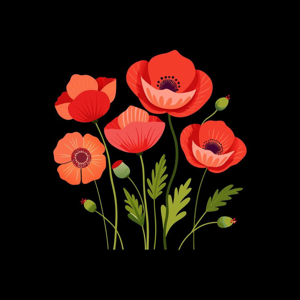 Outline flower set for artistic designs. vector