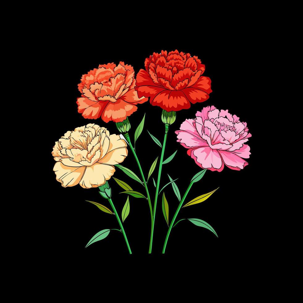 Outline flower set for artistic designs. vector