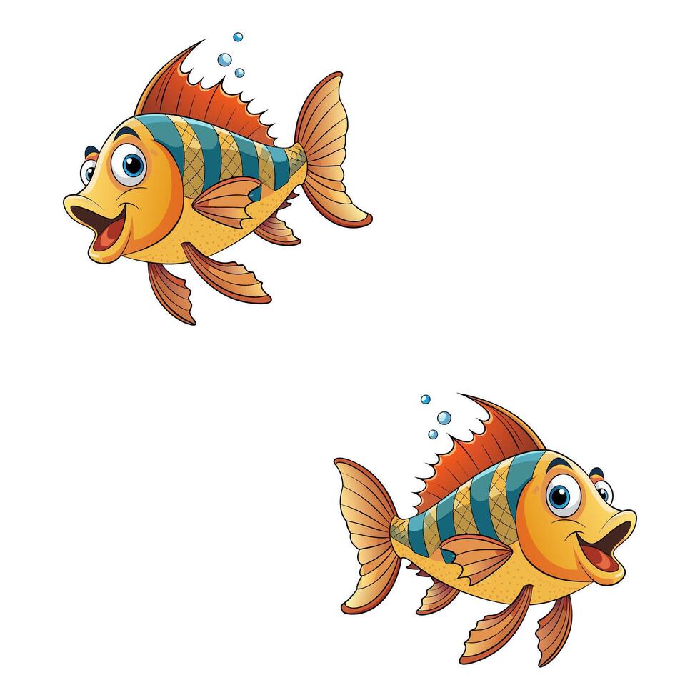 Tropical colorfull fishes collection. vector