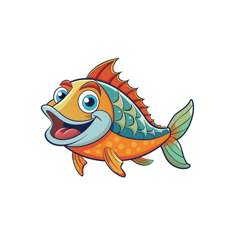 Tropical colorfull fishes collection. vector