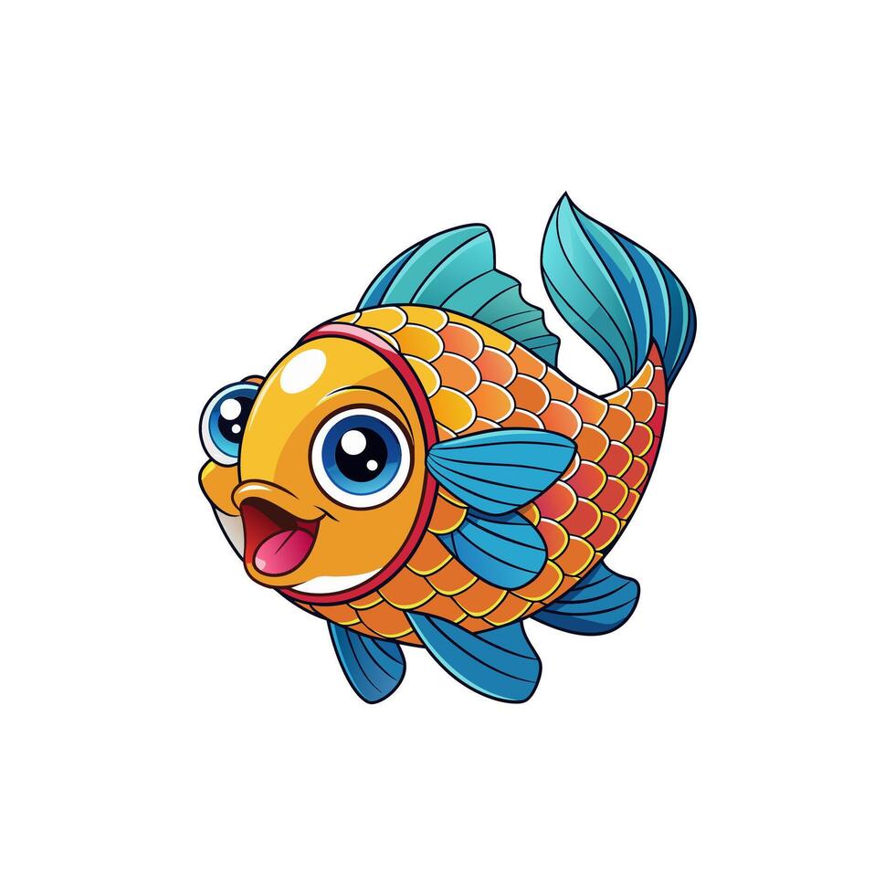 Tropical colorfull fishes collection. vector