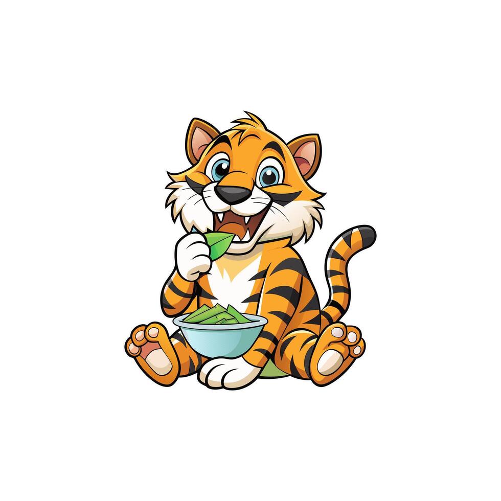 Tiger is Powerful majestic solitary striped predator. vector