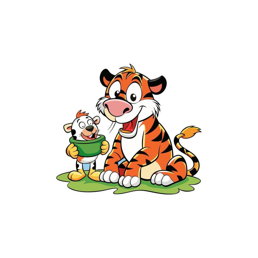 Tiger is Powerful majestic solitary striped predator. vector