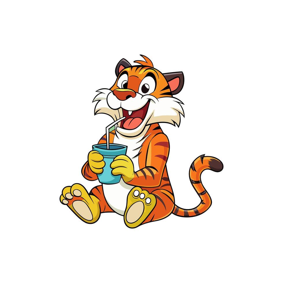 Tiger is Powerful majestic solitary striped predator. vector