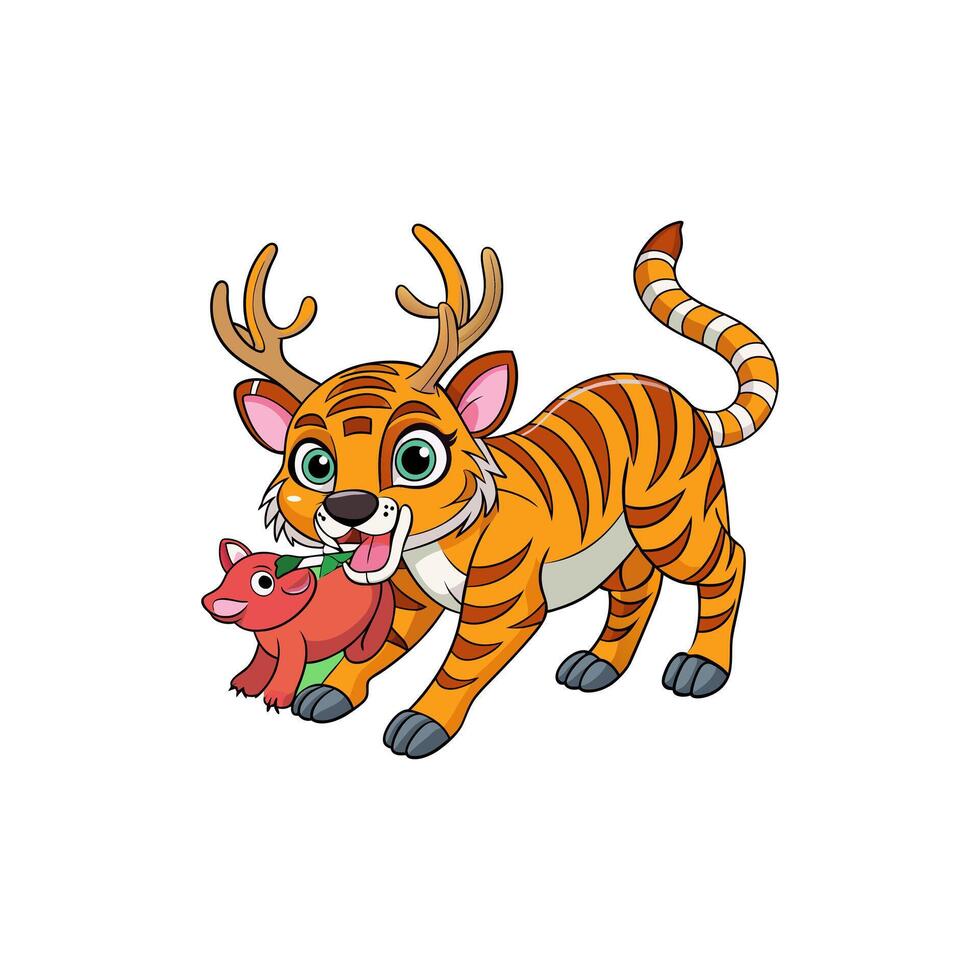Tiger is Powerful majestic solitary striped predator. vector