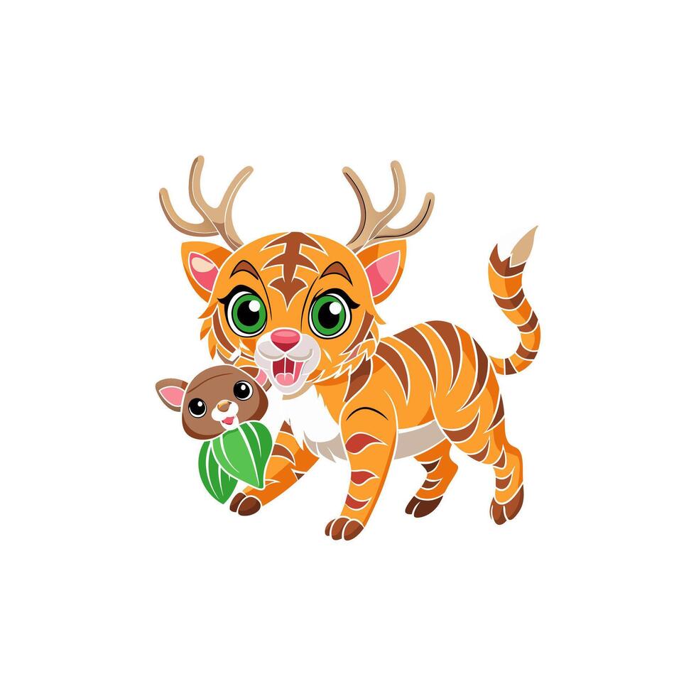 Tiger is Powerful majestic solitary striped predator. vector