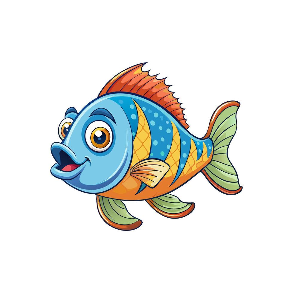 Tropical colorfull fishes collection. vector