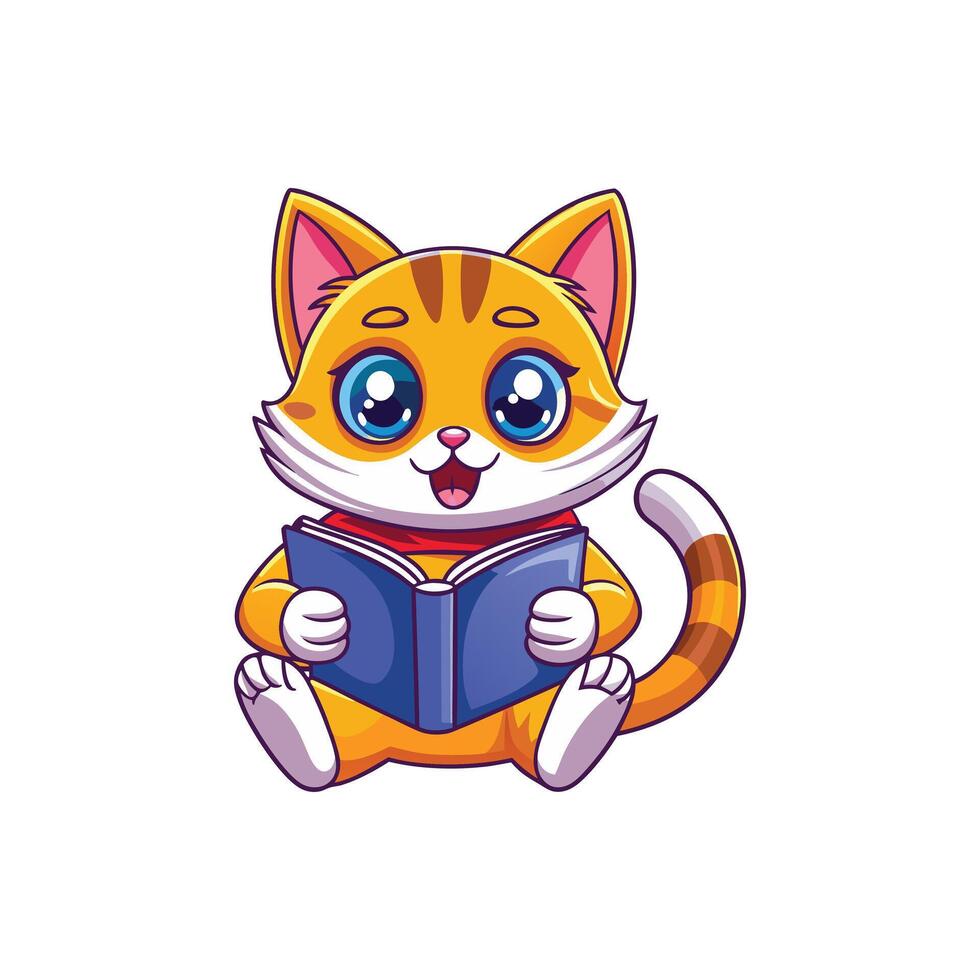 Fluffy gentle playful loving cat. vector