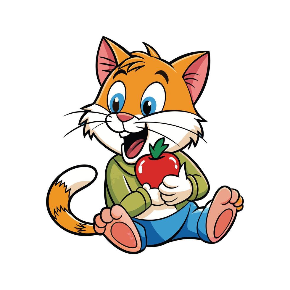 Fluffy gentle playful loving cat. vector